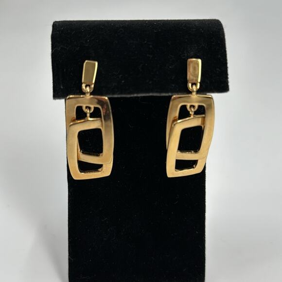 Kenneth Cole double rectangle gold earrings - Picture 2 of 4